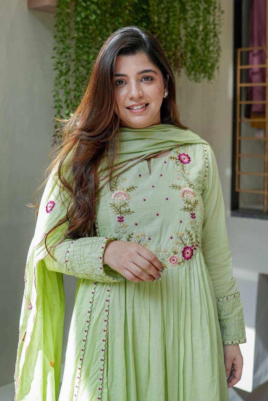 Embellished Anarkali Kurta Set with Dupatta