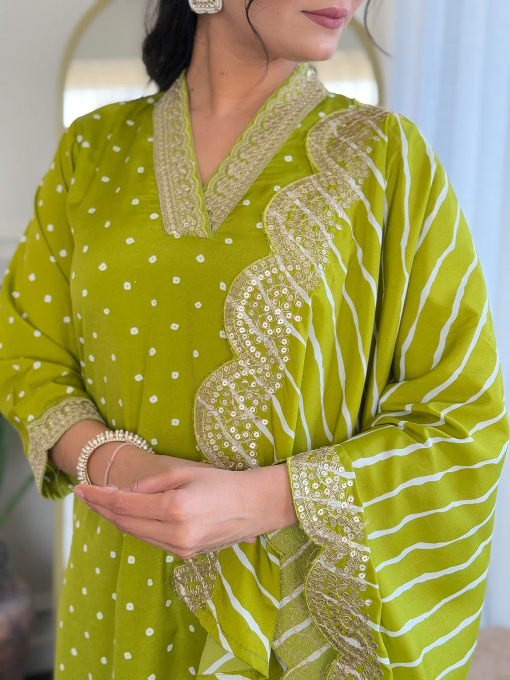 Traditional Viscose Suit Set with Embroidered Muslin Dupatta