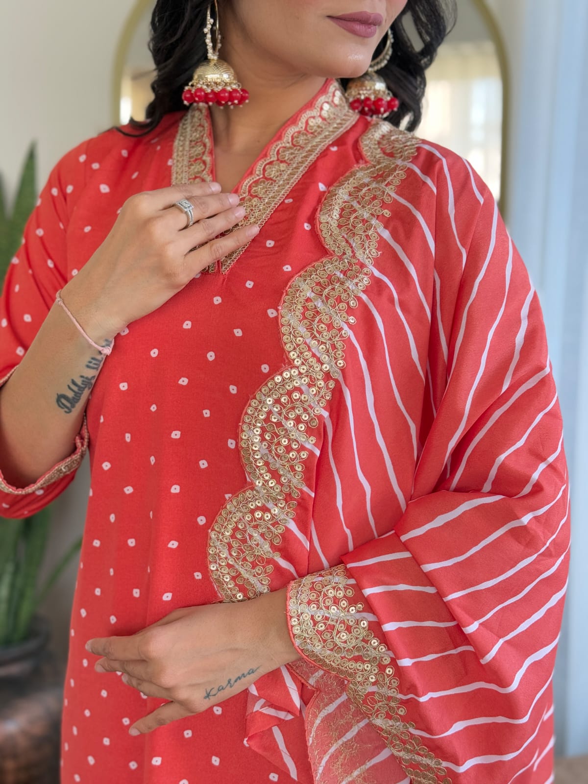 Traditional Viscose Suit Set with Embroidered Muslin Dupatta