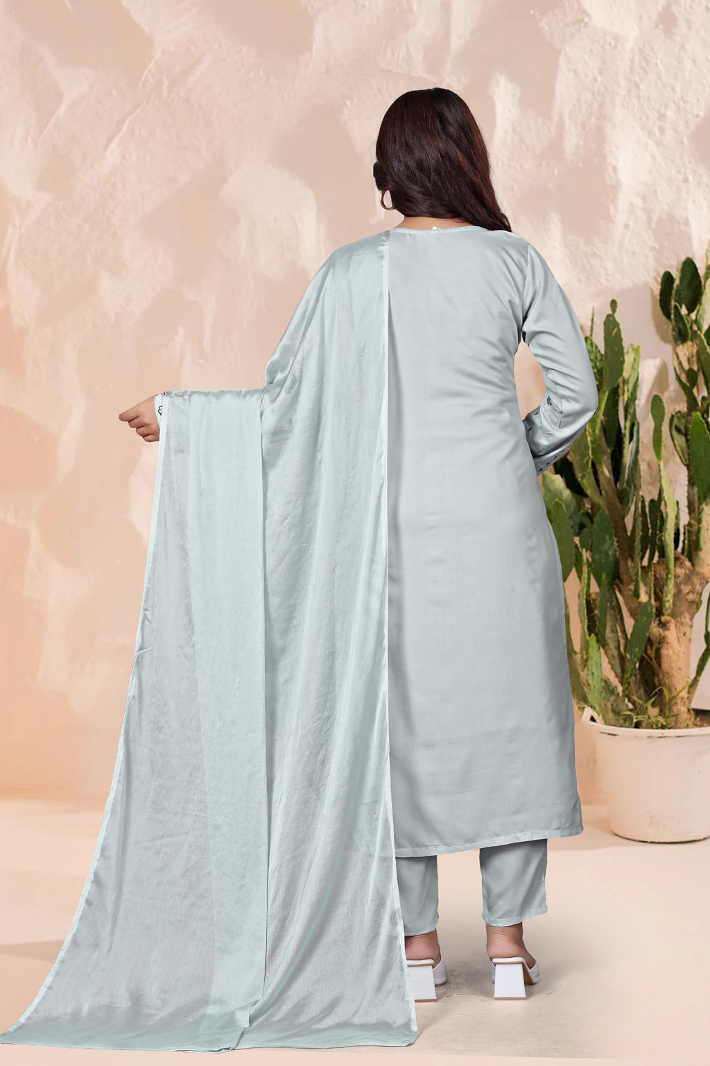 Sky Blue Embroidered Kurta Set with Dupatta