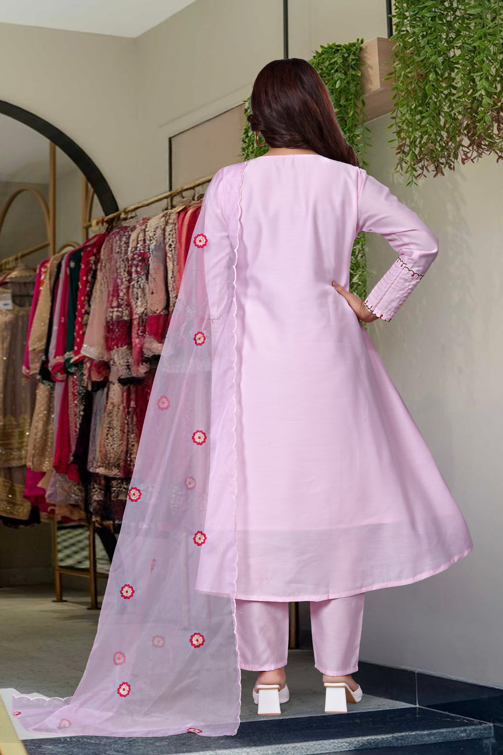 Embellished Anarkali Kurta Set with Dupatta