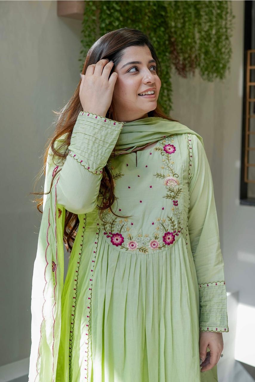 Embellished Anarkali Kurta Set with Dupatta