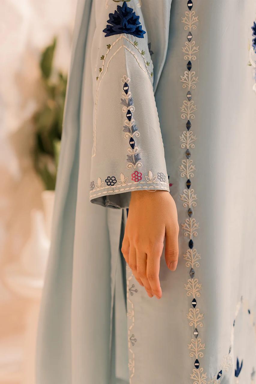 Sky Blue Embroidered Kurta Set with Dupatta